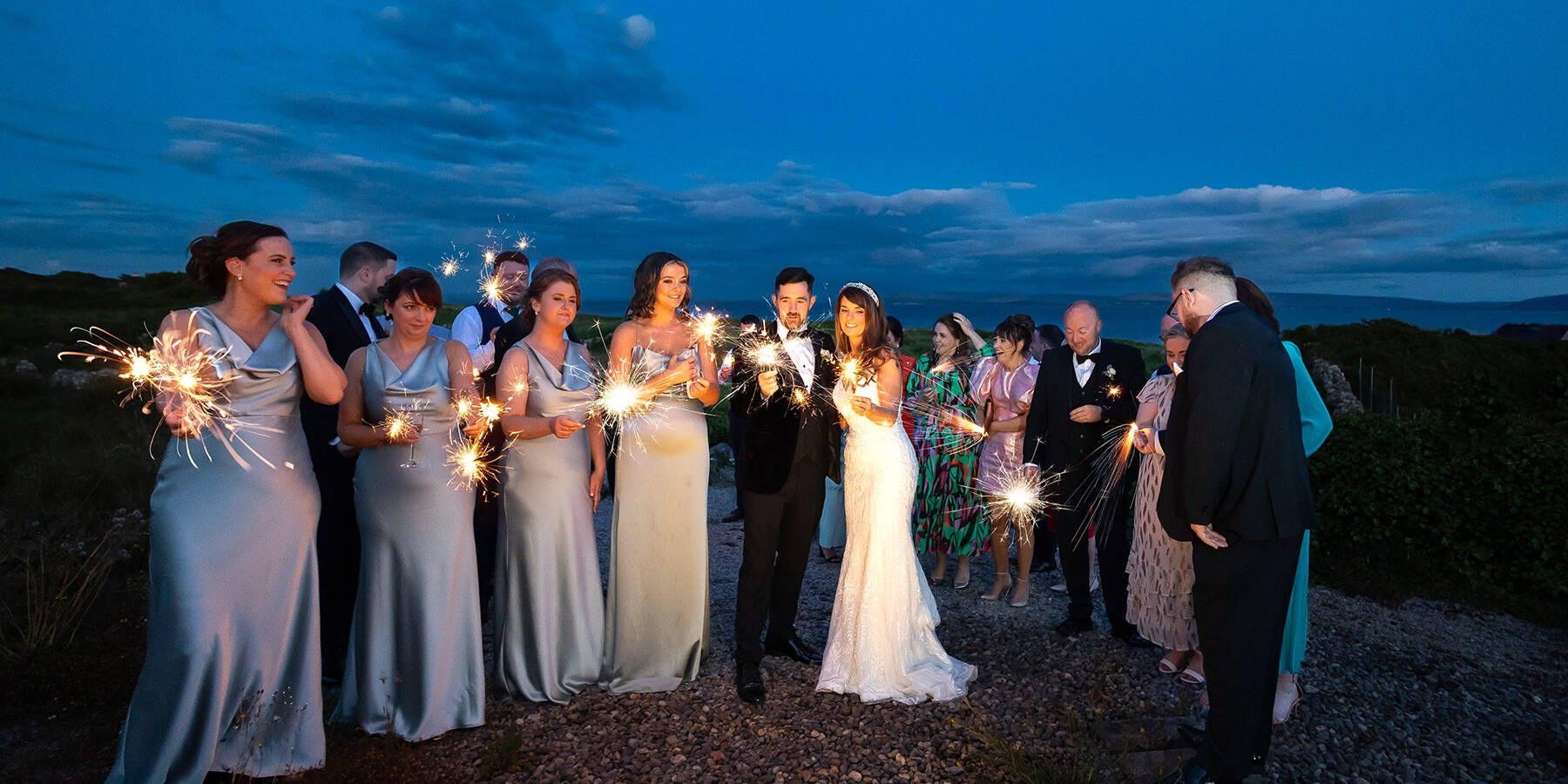 Sparklers at night time wedding in Connemara Coast Hotel